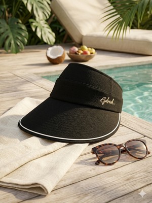 Reva Kadın Bej Vizör Şapka – Geniş Siperlikli Güneş Koruyucu Yazlık Şapka