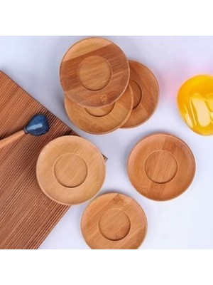 SÜS Bambu Yuvarlak Çay Tabağı Bardak Altlığı 6 'lı Set, Dekoratif Bambu Altlık