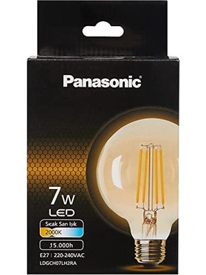 SÜS E27 Fil G95 Lamba, Sarı Işık 7W 630LM 2000K Gold