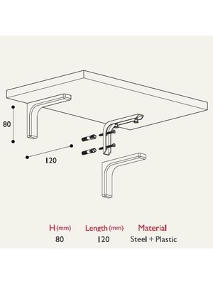 SÜS Hırdavat Duvar Raf Altı Bağlantı Kapaklı 12CM (2 Adet) Beyaz