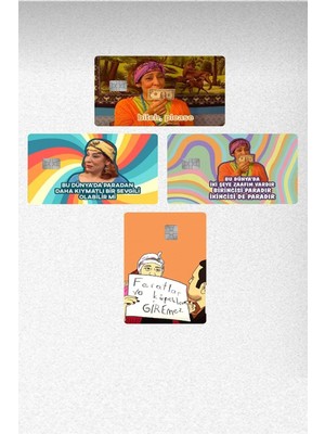 SÜS 4 Çeşit Cennet Mahallesi Pembe Kart Kaplama - &kredi&papara&tosla Ulaşım Kartı Etiketi