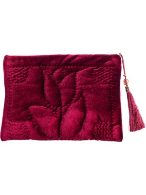 Ky Atelier Bordo Kadife Kapitone Portföy Çanta- El Yapımı Clutch- Abiye & Günlük Kullanım- Şık Kadın Çanta