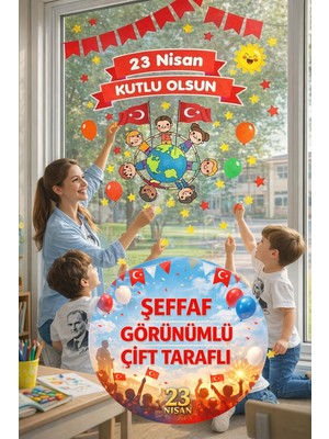 Kt Grup 23 Nisan Çocuk Bayramı Eğlenceli Cam Duvar Süsleme Çift Taraflı Sticker Set