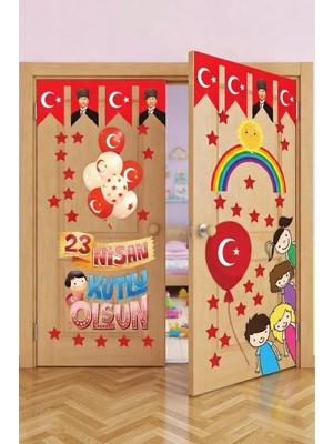 Kt Grup 23 Nisan Çocuk Bayramı Eğlenceli Cam Duvar Süsleme Sticker Seti