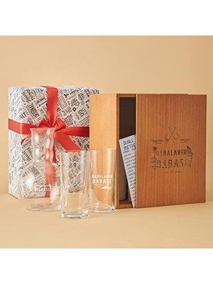 SÜS Babaların Babası Esprili Ahşap Kutulu Rakı Seti