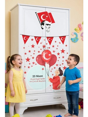 Kt Grup 23 Nisan Çocuk Bayramı Eğlenceli Cam Duvar Süsleme Sticker Seti