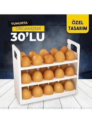SÜS Yumurtalık Buzdolabı Raf Düzenleyici – 30’lu Yumurta Kutusu | 3 Katlı Yumurta Organizeri, Şeffaf ve Yer Tasarruflu Saklama Kabı (22CM*12CM*26CM)