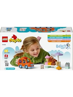 SÜS Bluey ile Dondurma Gezisi 10458-2 Yaş ve Üzeri Çocuklar Için Araçlı Rol Oyunu Sunan Yaratıcı Yapım Seti, Doğum Günü Hediye Fikri (22 Parça)