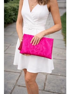 Ky Atelier Pembe Saten Kapitone Portföy Çanta- El Yapımı Clutch- Abiye & Günlük Kullanım- Şık Kadın Çanta