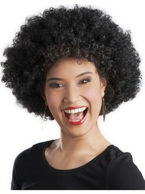 NW NessiWorld Siyah Renk Kıvırcık Afro Bonus Peruk Parti Peruğu
