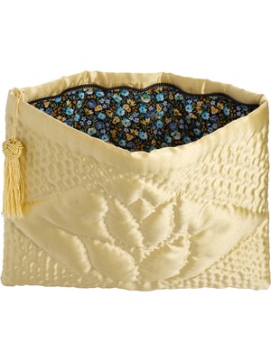 Ky Atelier Sarı Kapitone Portföy Çanta- El Yapımı Clutch- Abiye & Günlük Kullanım- Şık Kadın Çanta