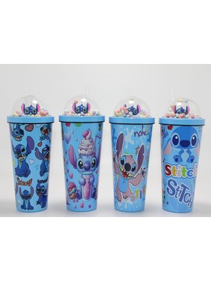 EkoAlışverişDünyam Sevimli Stitch Pipetli Boncuklu Termos ve Suluk