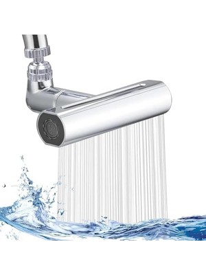 SÜS Kademeli Ayarlanabilir Mutfak Armatür Musluk Başlığı, 4 Farklı Modlu Su Tasarruflu Fonksiyonel Musluk Batarya Başlığı, Şelale Mutfak Bataryası, Şelale Modlu, Sıçramaya Dayanıklı Mutfak Lavabo (Gri)