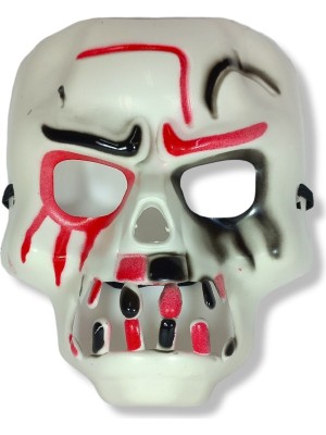 NW NessiWorld Beyaz Üzeri Rengarenk Korku Dişli Kafatası Maskesi 30X22 cm