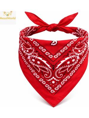 NW NessiWorld Kırmızı Kovboy Fuları Çocuk Bandana Western Desenli Boyun Fuları