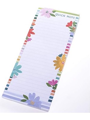 SÜS Manyetik Not Defteri - Parlak Çiçek Gücü Hızlı Not Bakkal ve Alışveriş Listesi - Eğlenceli Dekoratif Yapılacaklar Listesi - Mükemmel Ev Isınma Hediyeleri - 100 Yırtık Yaprak (4" x 9" X.5")