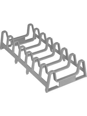 SÜS Plastik Çok Amaçlı Tabak Rafı, 6 Bölmeli, Mutfak Düzenleyici (Gri)