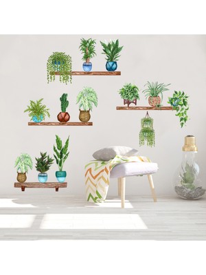 NW NessiWorld Raflı Saksılı Çiçek Tasarımlı Yapışkanlı Sticker MC-480B