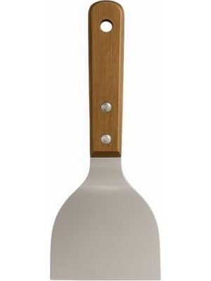 SÜS Ahşap Saplı Paslanmaz Çelik Spatula – 24CM Eğilimli Çok Amaçlı Mutfak Spatulası | Izgara, Burger, Sebze, Temizlik Için Profesyonel Metal Spatula