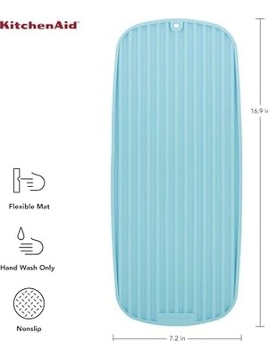 SÜS Hızlı Kuruma Için Nervürlü Yüzeyli, Kaymaz Esnek Saklaması Kolay Kauçuk Kurutma Matı, 18 x 40 Cm, Maden Suyu