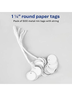 SÜS Metal Rim Marking Tags, Metal/, 1 – 1/4" Çap, Beyaz, 500/BOX, Sold As 1 Box