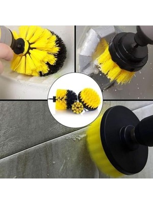 SÜS 3'lü Matkap Ucu Temizleme Fırça Seti – Banyo, Küvet, Duşakabin, Araba Jant ve Koltuk Temizliği Için Renkli Fırçalar, Kompakt Boyut