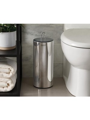 SÜS Easystore Luxe Paslanmaz Çelik Gizli Tuvalet Kağıdı Tutacağı, Kapaklı Stand, 3 Ruloya Kadar Hods