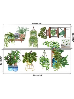 NW NessiWorld Saksılı Çiçek Tasarımlı Yapışkanlı Sticker MC-480D