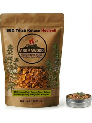 Aroma Wood Grill Mangal Bbq Barbekü Badem Ağacı Biberiye & Dağ Kekiği  Karışımı Tütsüleme Aroma Talaşı