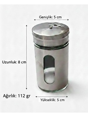 SÜS Tuzluk, Metal Sarma Cam, Şeffaf Cam Gövde, Delikli Kapak, Tuz ve Baharat Serpici, Mutfak ve Sofra Kullanımı (1)