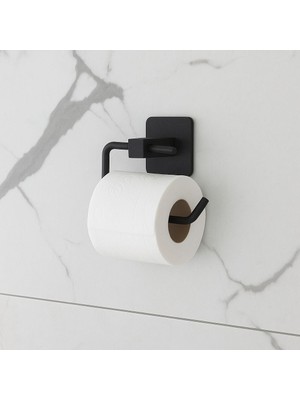 Riya Home Ev & Dekorasyon Kare Yapışkanlı Siyah Açık Tuvalet Kağıtlığı Wc Kağıtlık Tutucu