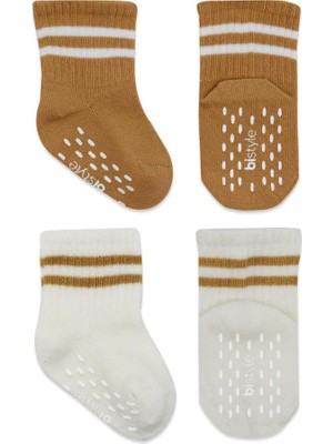 NW NessiWorld 2'li Çemberli Kaymaz Soket Çorap 10125 Ekru Hardal