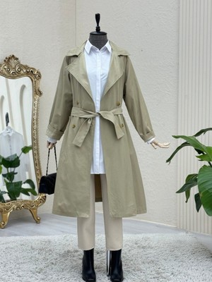 Modamorfo Bolero Detaylı Kemerli Araboy Trençkot -Taş