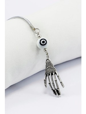 Biuti Siyah Beyaz Yuvarlak Nazar Boncuğu Metal Iskelet El Araba Dikiz Ayna Süsü