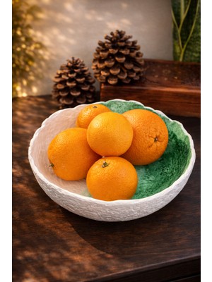 El Yapımı Dekoratif Kase & Sunum Tabağı 24X24 cm Kırılmaz Şık Servis Kasesi