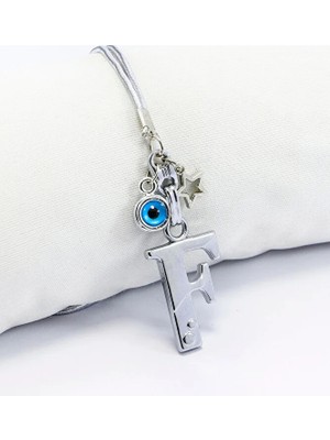 Biuti Metal Nazar Boncuğu Yıldız F Harfli Dikiz Ayna Süsü, Elastik Ipli Hediyelik Yeni Araba Hediyesi