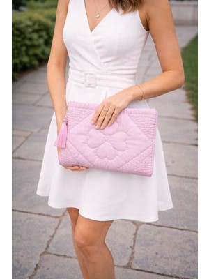 Ky Atelier Pudra Saten Kapitone Portföy Çanta- El Yapımı Clutch- Abiye & Günlük Kullanım- Şık Kadın Çanta