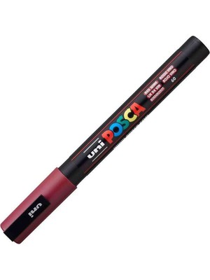 Uni-Ball Markör Boyama Kalemi Posca Su Bazlı Poster 0.9-1.3 Su Bazlı Poster Markörü Şarap Kırmızı N Pc-3M (6 Lı Paket)