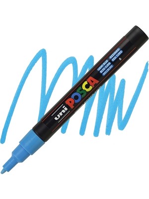 Uni-Ball Markör Boyama Kalemi Posca Su Bazlı Poster 0.9-1.3 Mm Açık Mavi pc-3m (6 Lı Paket)