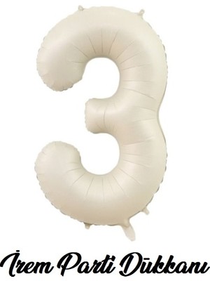 İrem Parti Dükkanı Retro Deniz Kumu Bej Krem 3 Yaş Rakam Balon 74 cm 34 Inç