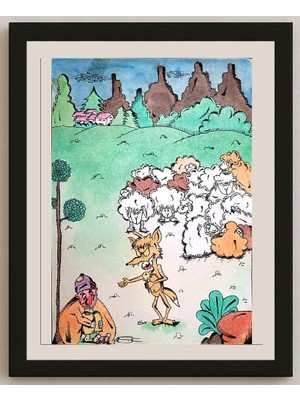 Karikatural Mohamed Reza 29X21CM Orijinal Karikatür BOD03285