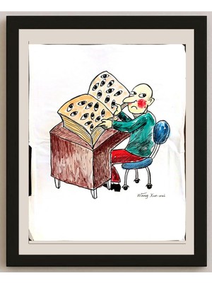 Karikatural Wang Xue Wei 35X25CM Orijinal Karikatür BOD03293