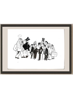 Karikatural Yosef Fayer 33X23CM Orijinal Karikatür BOD04121