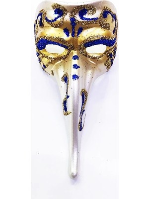 LuxeGem Mavi Renk Işlemeli Seramik Malzemeden Imal Venedik Uzun Maske Magnet