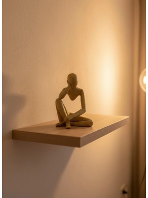 LuxeGem Dekoratif Sarı Insan Figürü Modern Masa ve Raf Süsü