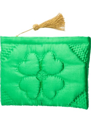 Ky Atelier Yeşil Saten Kapitone Portföy Çanta- El Yapımı Clutch- Abiye & Günlük Kullanım- Şık Kadın Çanta