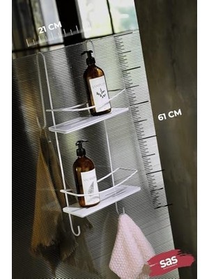 SÜS Ömür Boyu Paslanmaz Kristal Raf Banyo Düzenleyici Şampuanlık Beyaz Dşbb