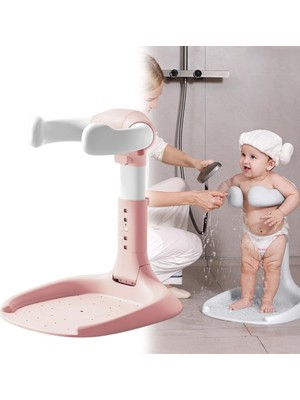 Ayt Sunup SN-29260 Pembe Bebek Banyo Yardımcısı Boy Ayarlı ve Ayaklı Yıkama Standı Bebek Duş Tutucu Tutacağı