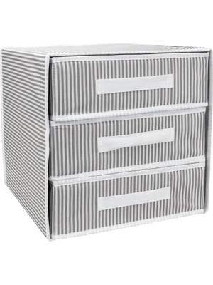 SÜS Katlanabilir Üç Çekmeceli Dolap Düzenleyici Çamaşır Organizeri Takı Kutusu Gardrob Kumaş Düzenleyici 32X32X32CM (1)