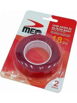 LuxeGem Meg Çift Taraflı Akrilik Silikonize Bant 18 mm x 2 Metre